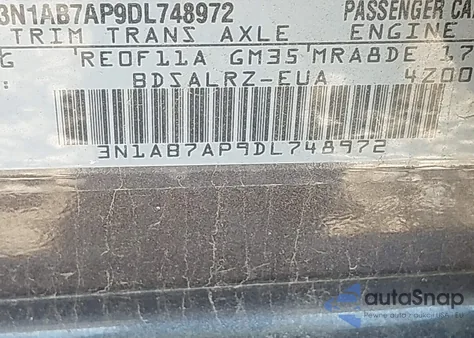 2013 Nissan Sentra Sr z USA, uszkodzony, nr VIN 3N1AB7AP9DL748972